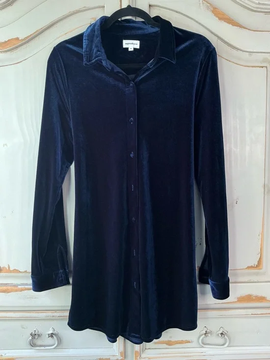 Superdown | REVOLVE Vella Velvet Mini Dress Navy Size Medium - Picture 4 of 8